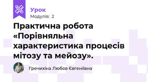 Практична робота «Порівняльна характеристика процесів мітозу та мейозу».