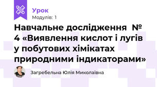 Навчальне дослідження  № 4 «Виявлення кислот і лугів у побутових хімікатах природними індикаторами»