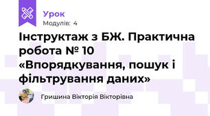 Інструктаж з БЖ. Практична робота № 10 «Впорядкування, пошук і фільтрування даних»
