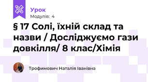 § 17 Солі, їхній склад та назви / Досліджуємо гази довкілля/ 8 клас/Хімія