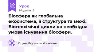 Біосфера як глобальна екосистема, її структура та межі. Біогеохімічні цикли як необхідна умова існування біосфери.