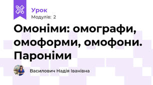 Омоніми: омографи, омоформи, омофони. Пароніми