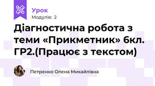Діагностична робота з теми «Прикметник» 6кл. ГР2.(Працює з текстом)