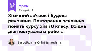 Хімічний зв'язок і будова речовини. Повторення основних понять курсу хімії 8 класу. Вхідна діагностувальна робота