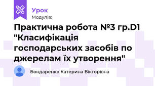 Практична робота №3 гр.D1 "Класифікація господарських засобів по джерелам їх утворення"