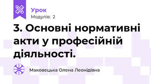 3. Основні нормативні акти у професійній діяльності.