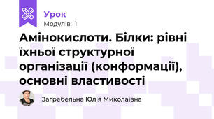 Амінокислоти. Білки: рівні їхньої структурної організації (конформації), основні властивості