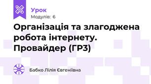 Організація та злагоджена робота інтернету. Провайдер (ГР3)