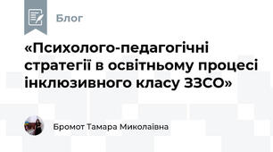 «Психолого-педагогічні стратегії в освітньому процесі інклюзивного класу ЗЗСО»