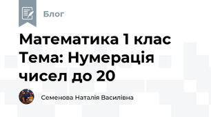 Математика 1 клас  Тема: Нумерація чисел до 20 