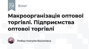Макроорганізація оптової торгівлі. Підприємства оптової торгівлі
