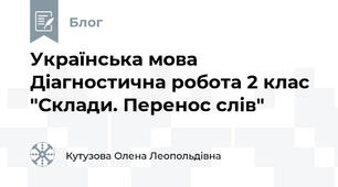 Українська мова Діагностична робота 2 клас "Склади. Перенос слів"
