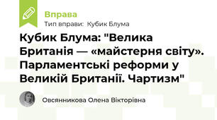 Кубик Блума: "Велика Британія — «майстерня світу». Парламентські реформи у Великій Британії. Чартизм"