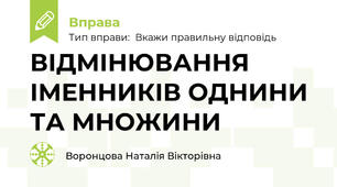 ВІДМІНЮВАННЯ ІМЕННИКІВ ОДНИНИ ТА МНОЖИНИ
