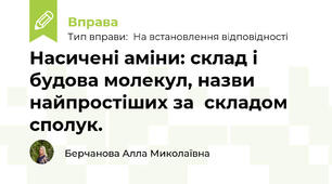 Насичені аміни: склад і будова молекул, назви  найпростіших за  складом сполук.