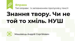 Знання твору. Чи не той то хміль. НУШ
