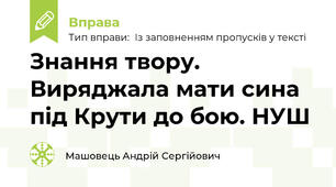 Знання твору. Виряджала мати сина під Крути до бою. НУШ