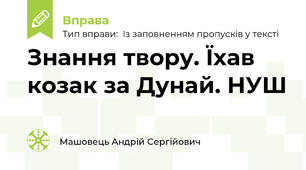 Знання твору. Їхав козак за Дунай. НУШ