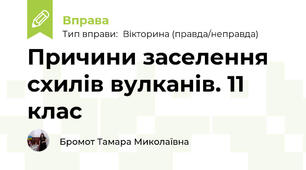 Причини заселення схилів вулканів. 11 клас