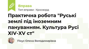 Практична робота "Руські землі під іноземним пануванням. Культура Русі ХІV-XV ст"