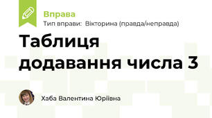 Таблиця додавання числа 3