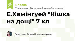 Е.Хемінгуей "Кішка на дощі" 7 кл