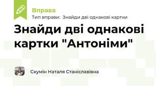 Знайди дві однакові картки "Антоніми"