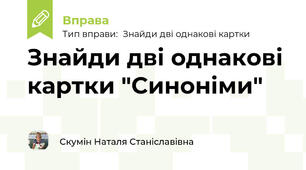 Знайди дві однакові картки "Синоніми"